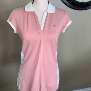 Small pink and white Calvin Klein polo
